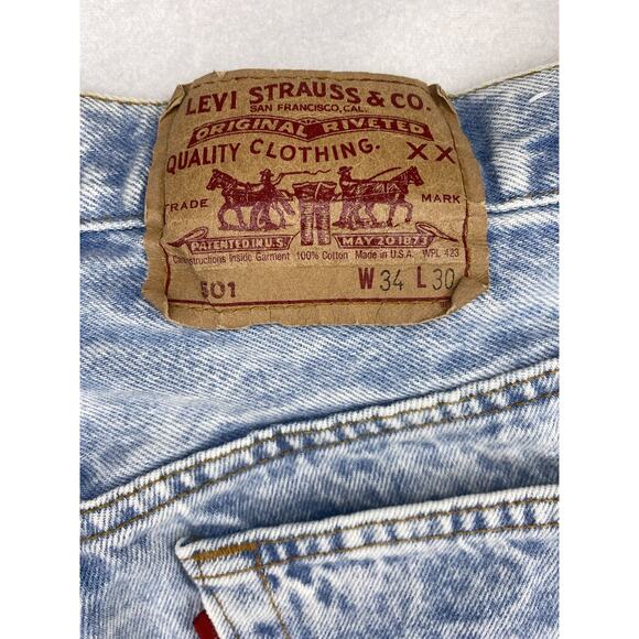 Vintage Levis 501 Jeans Mens 34x30 (31x29)Blue Denim USA Button Fly Cotton - Picture 5 of 11